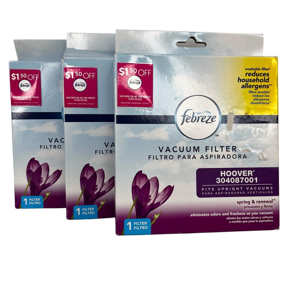 Lot of 3 Febreze Vacuum Filters Hoover 304087001 New